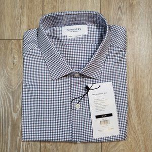 Ministry of Supply Performance Aero Dress Shirt Blue Purple Slim Fit XL NWT